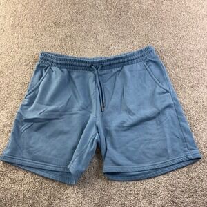 Crane Mens XL Blue Sweat Shorts Athletic Lounge Drawstring Elastic Waist Comfort